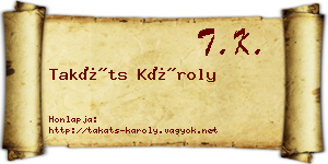 Takáts Károly névjegykártya